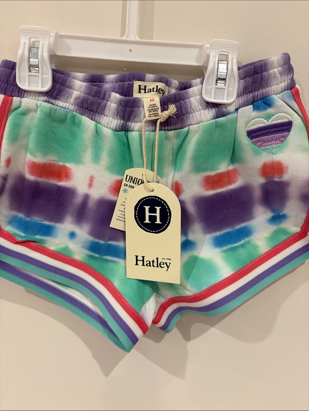 Hatley Tie-Dye Girls' Shorts in Mint, Purple & Coral